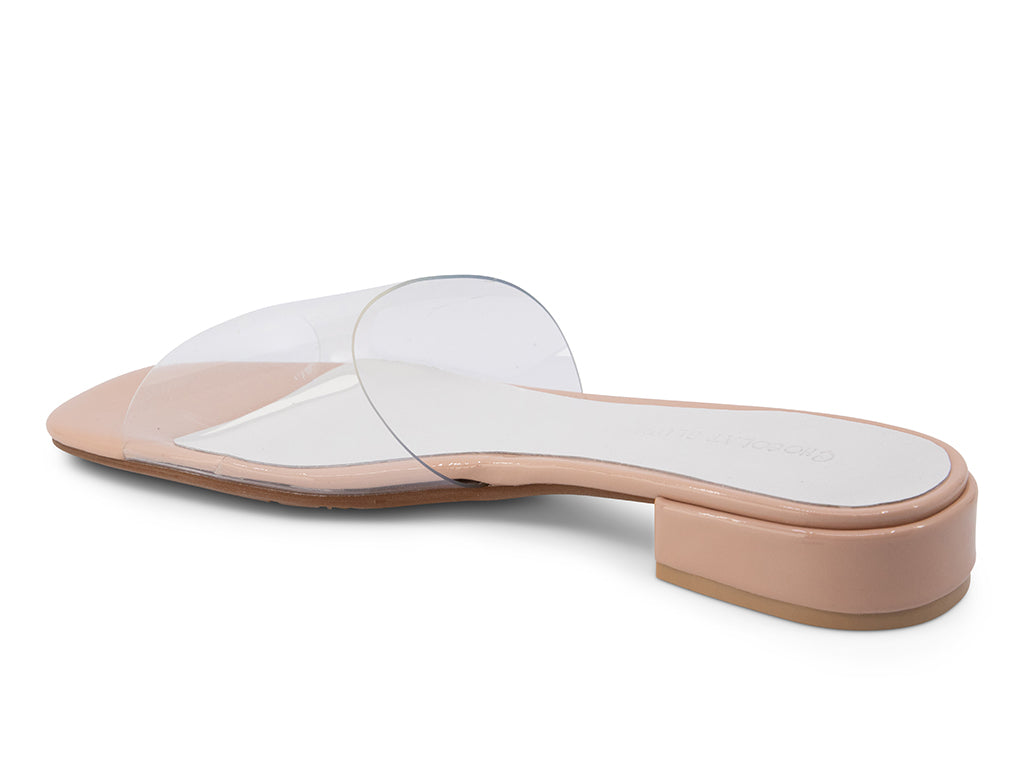 Belya Clear Vinyl Upper Nude Patent Lining and Heel_back and side view