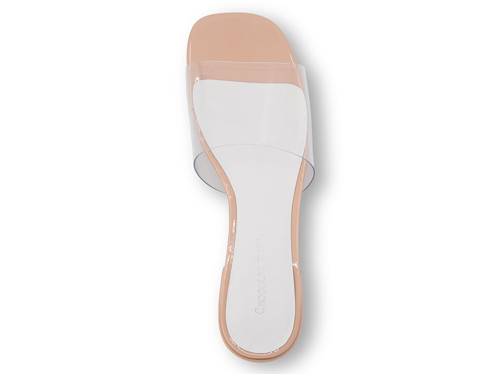 Belya Clear Vinyl Upper Nude Patent Lining and Heel_top view