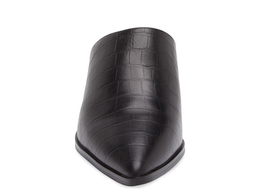 Black crocodile-patterned leather mule slide in shoe on a white background front view