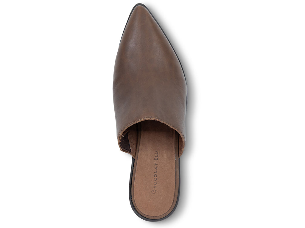 pointy toe dark brown mule - top view