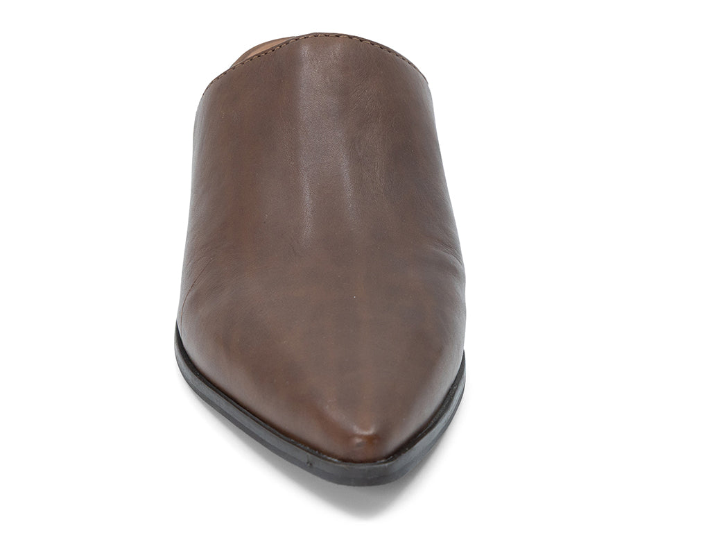 pointy toe dark brown mule - front view