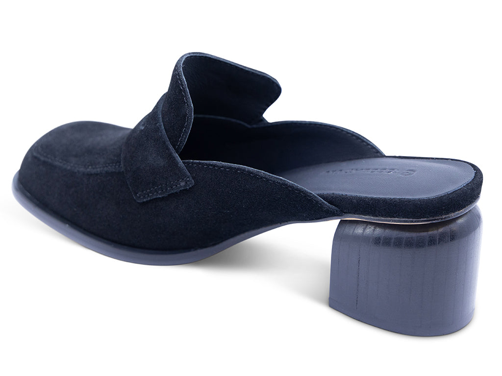 black suede mule with chunky heel - inner side view