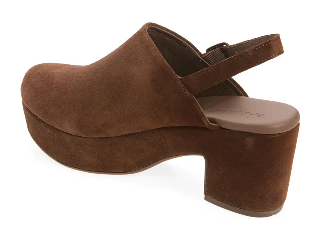 chocolate suede platform shoe with ankle strap - inner side view