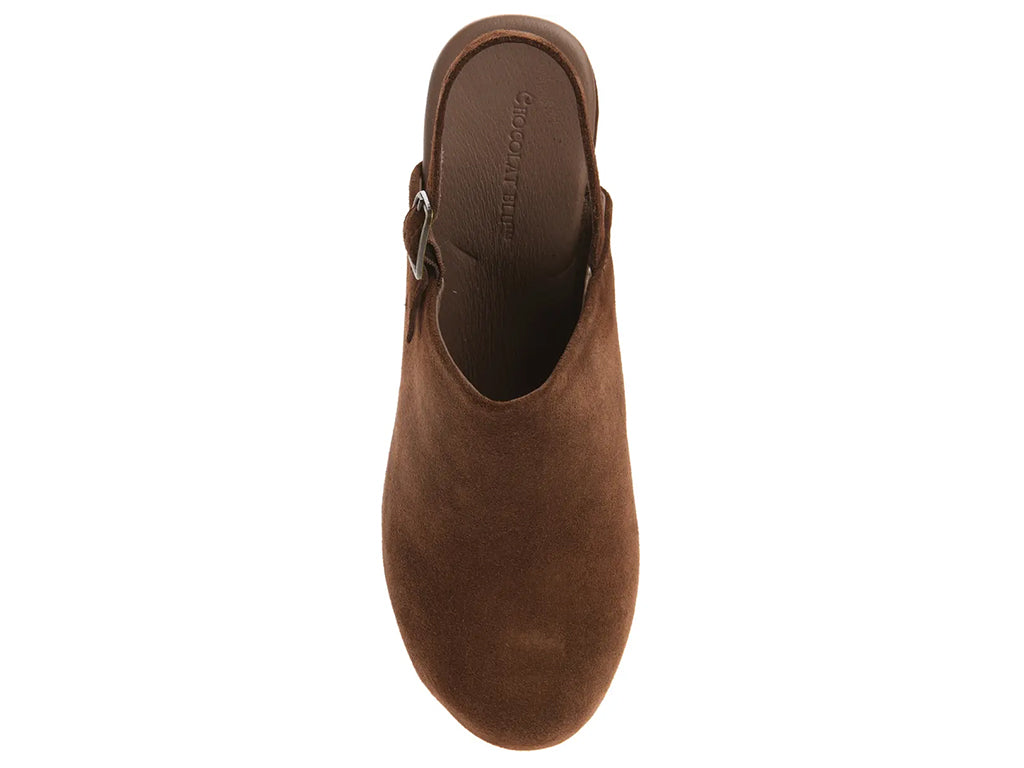chocolate suede platform shoe with ankle strap - top view