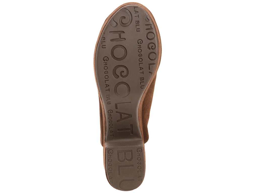 dark taupe platform shoe with ankle strap - outsole view