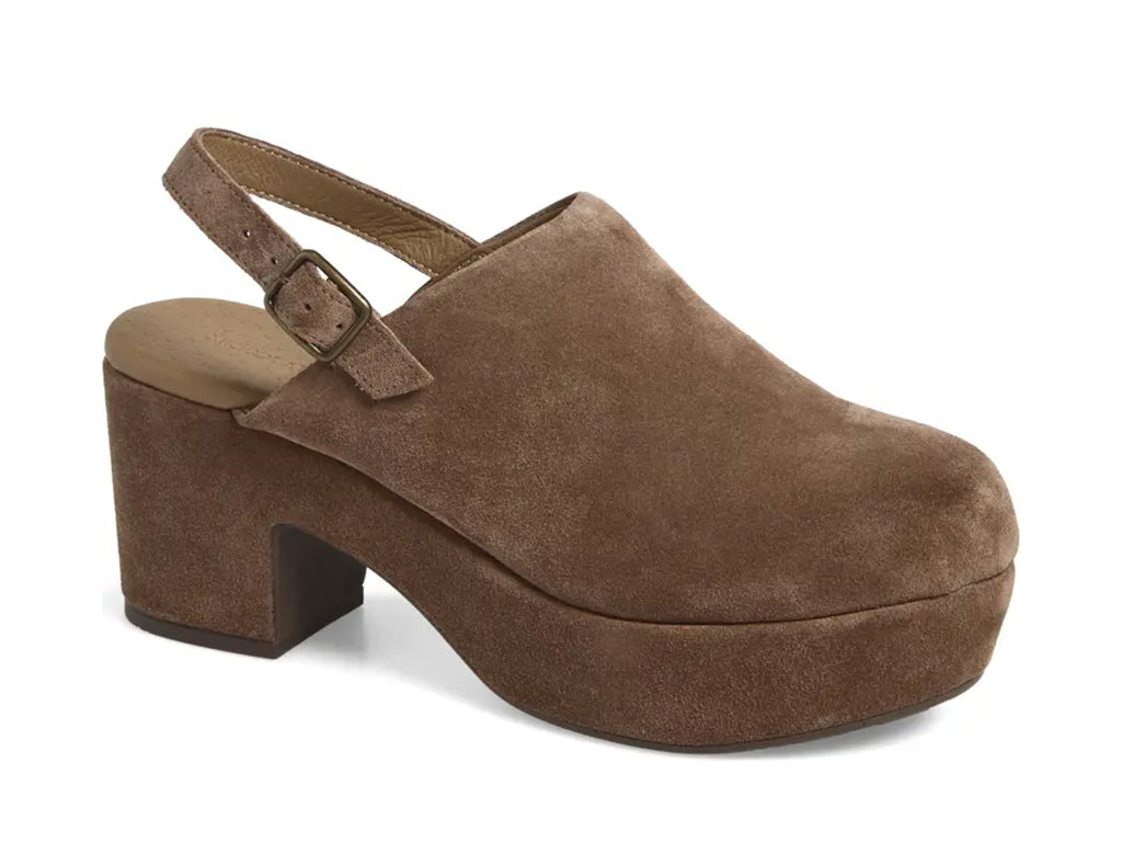 dark taupe platform shoe with ankle strap - 3/4 front view