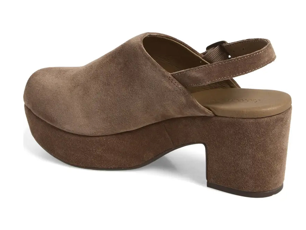 dark taupe platform shoe with ankle strap - inner side view