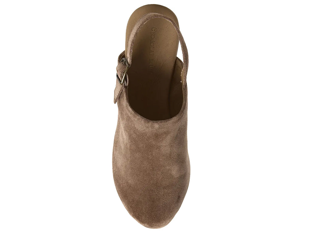 dark taupe platform shoe with ankle strap - top view