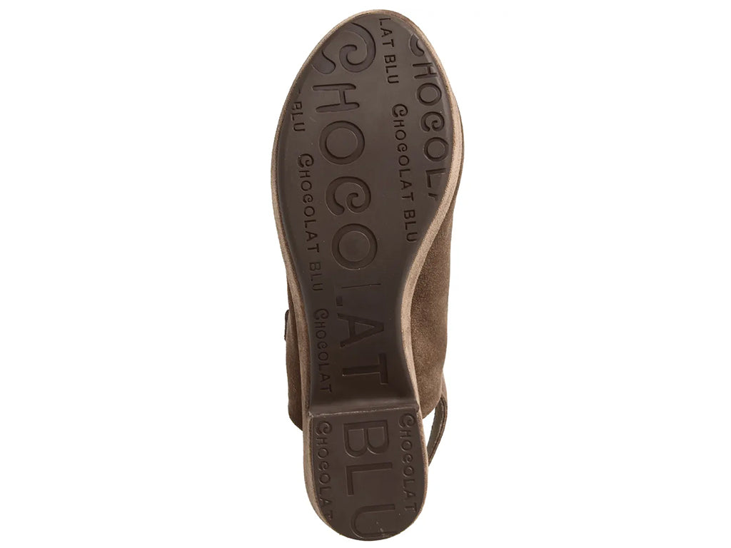 dark taupe platform slide - outsole view