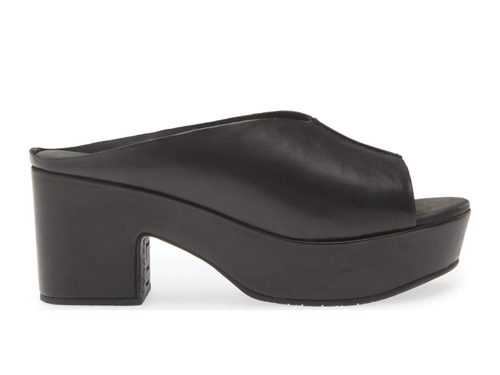 black open toe platform slide-side