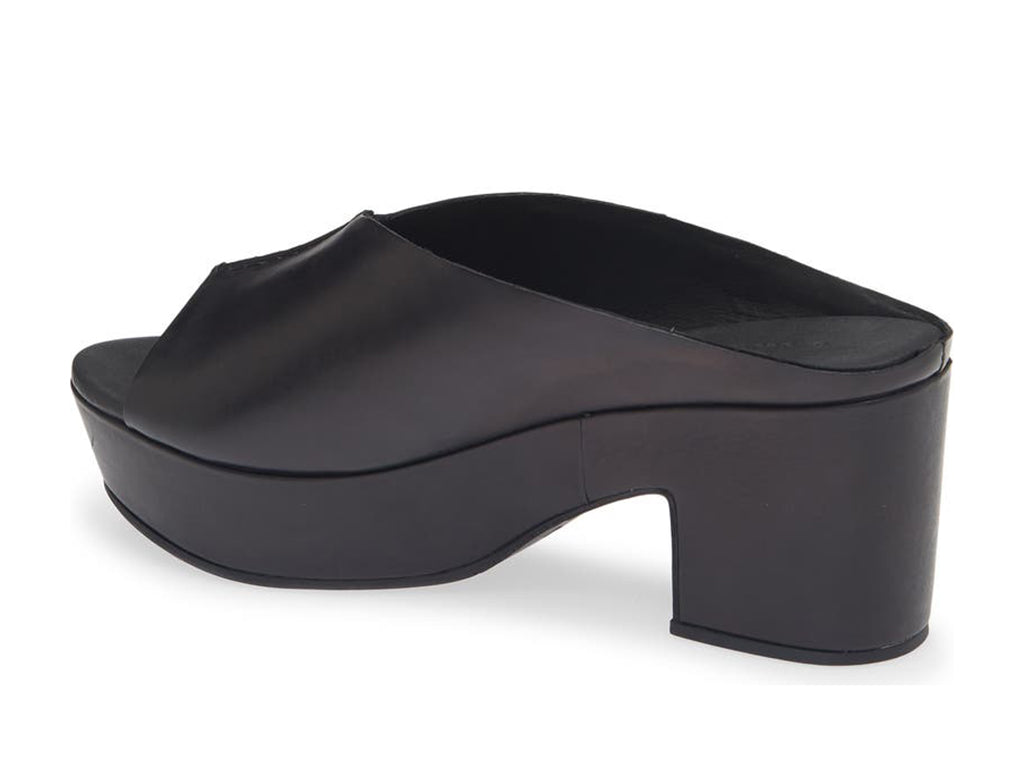 black open toe platform slide-back