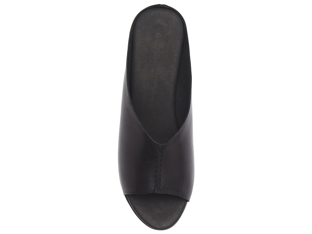 black open toe platform slide-top