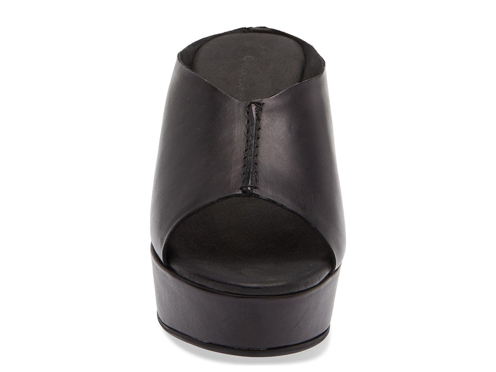 black open toe platform slide-front