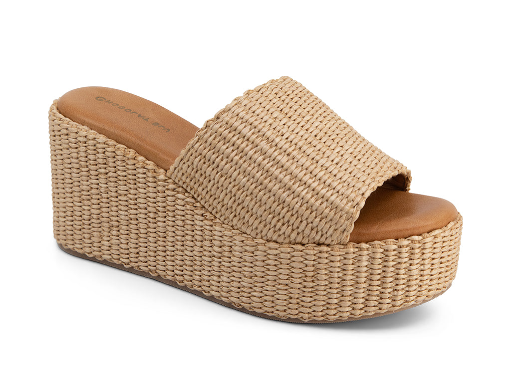Jam Raffia Upper Wedge Slide_front angle view