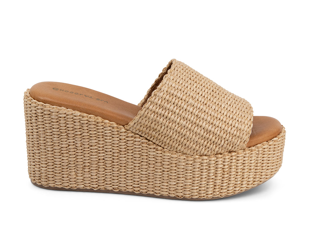 Jam Raffia Upper Wedge Slide_side view