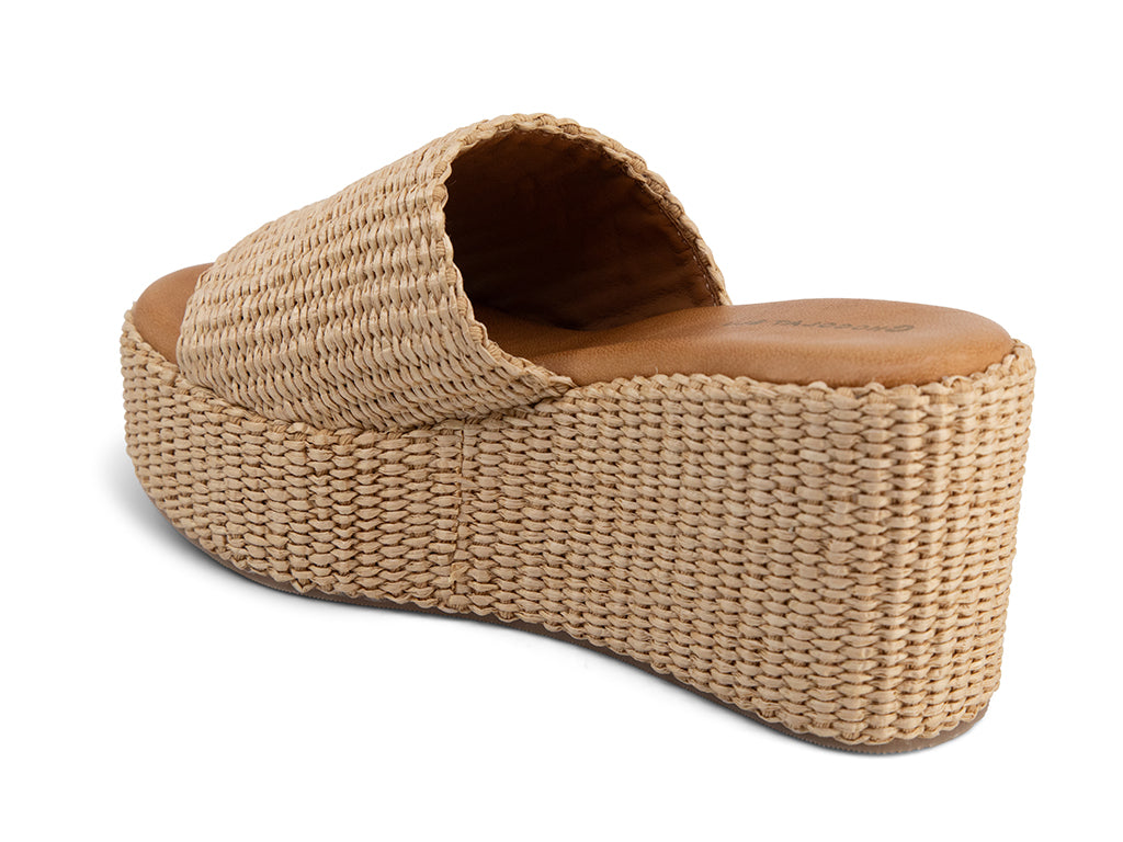 Jam Raffia Upper Wedge Slide_back and side angle view