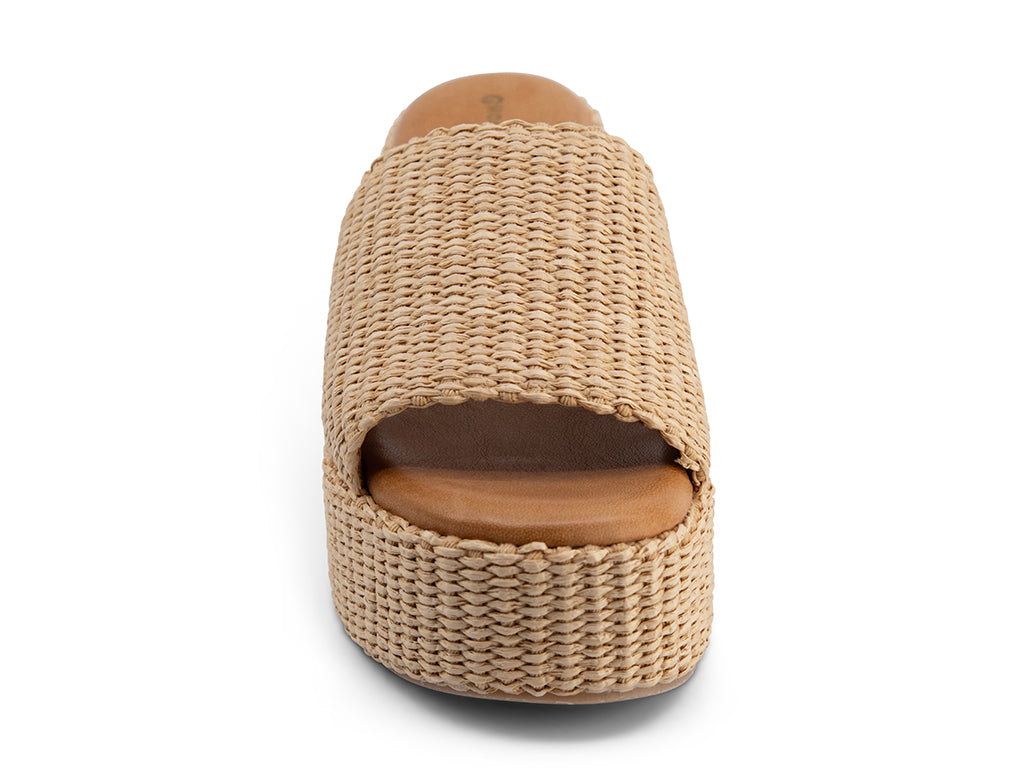 Jam Raffia Upper Wedge Slide_front and toe area view