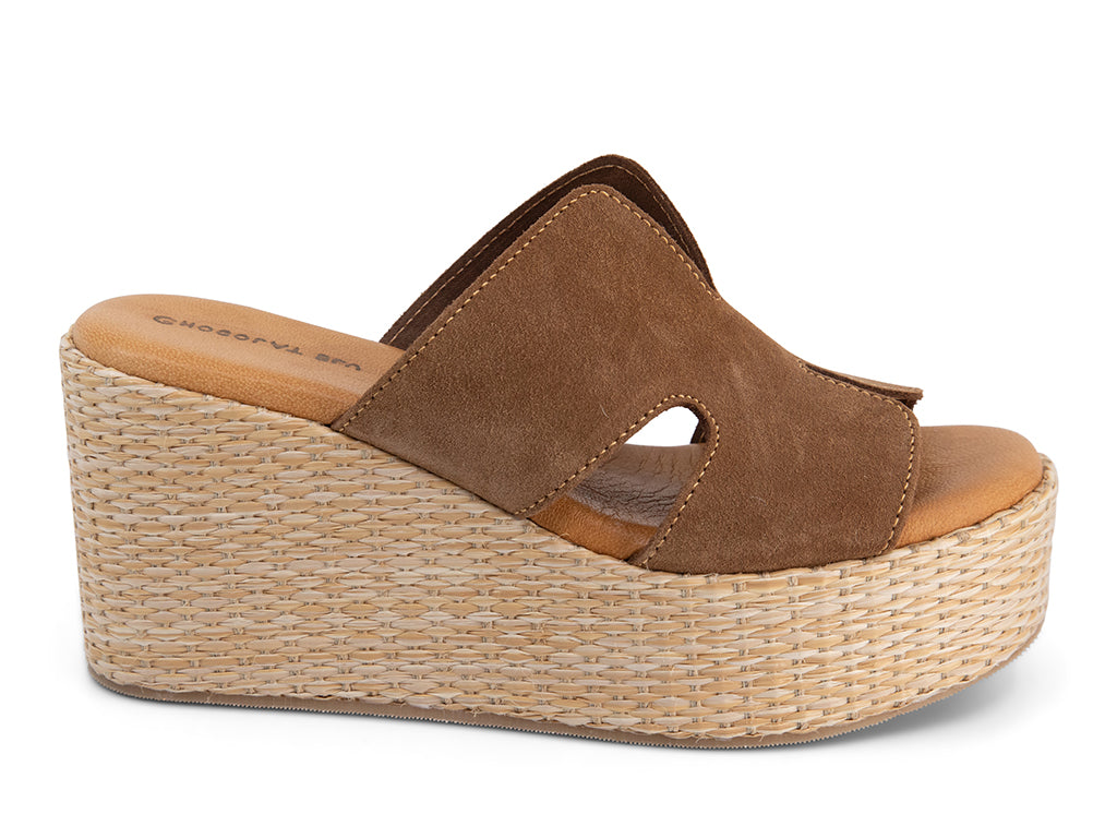 Jamie Cinnamon Suede Wedge with Cut Out Upper_side view