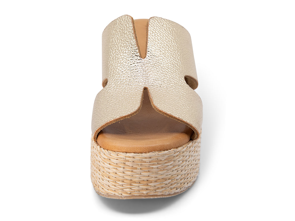 Jamie Gold Wedge with Cut Out Upper_front and toe area view