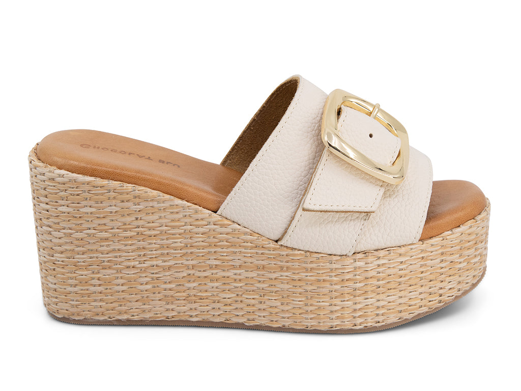Jana Ice Wedge Slide with gold buckle_side view
