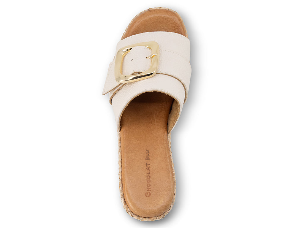 Jana Ice Wedge Slide with gold buckle_top view