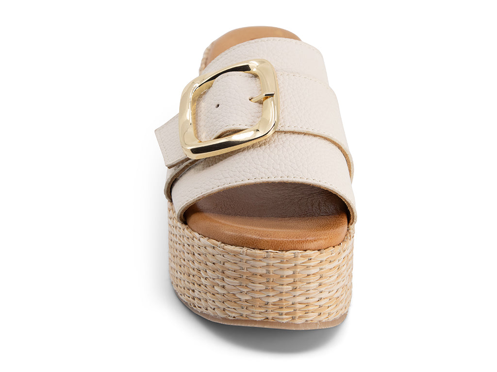 Jana Ice Wedge Slide with gold buckle_front and toe area view