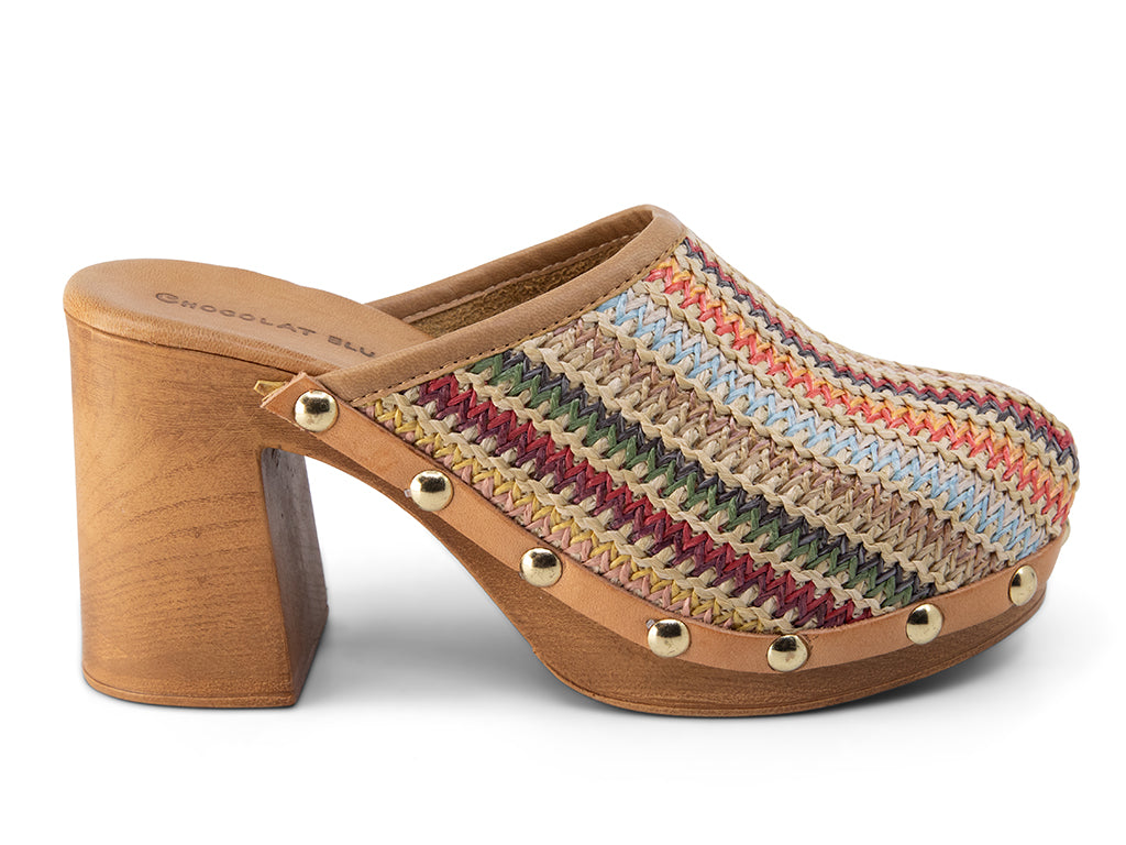 Melody Multi Raffia Upper with studs_side view