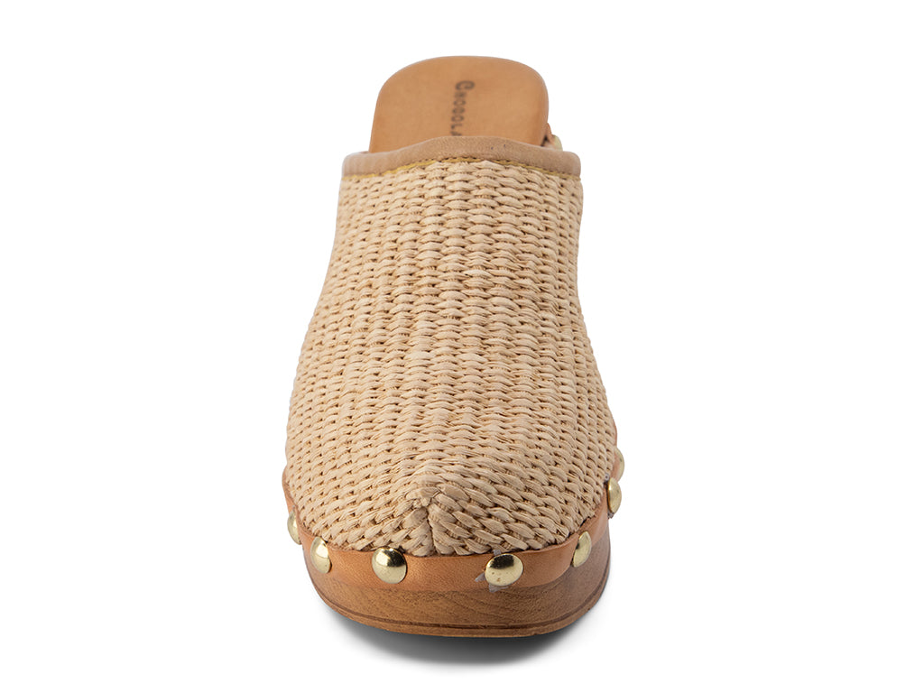 Melody Raffia Upper Mule with studs_front view