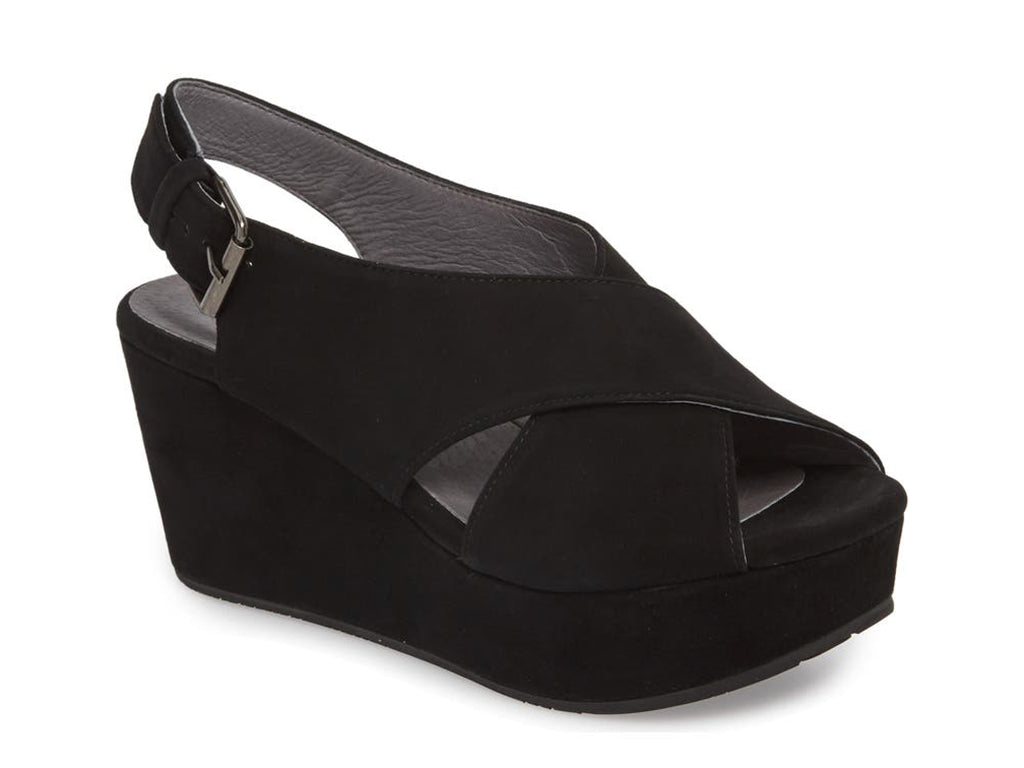 black wedge crisscross slingback sandal