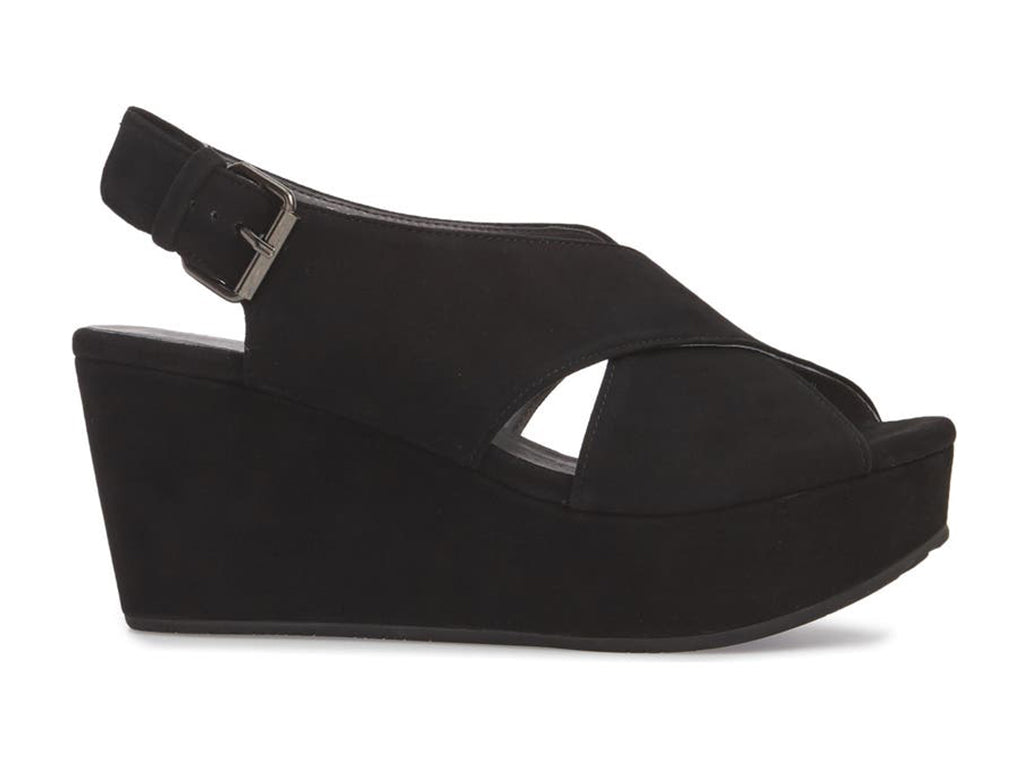 black wedge crisscross slingback sandal-side