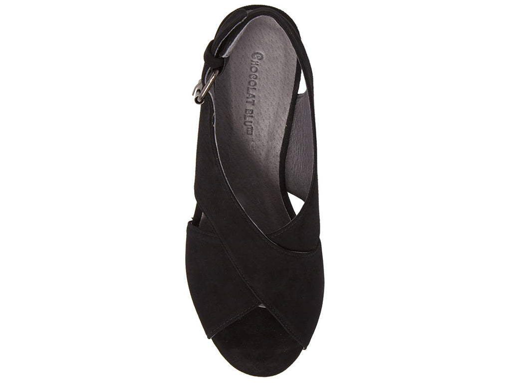 black wedge crisscross slingback sandal-top