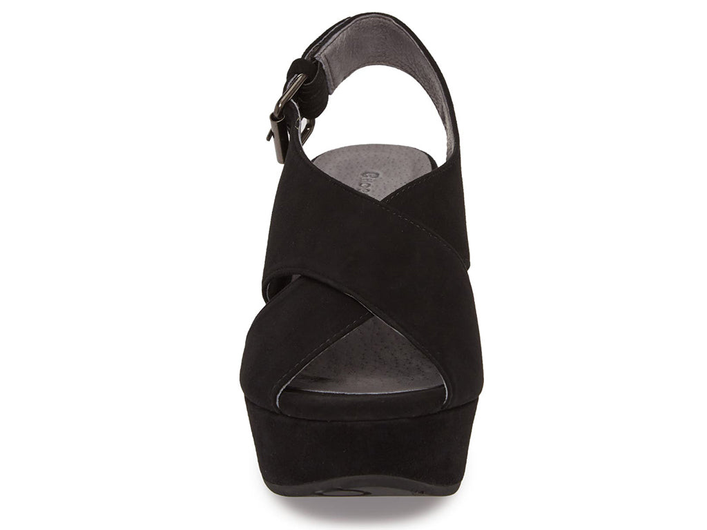 black wedge crisscross slingback sandal-front