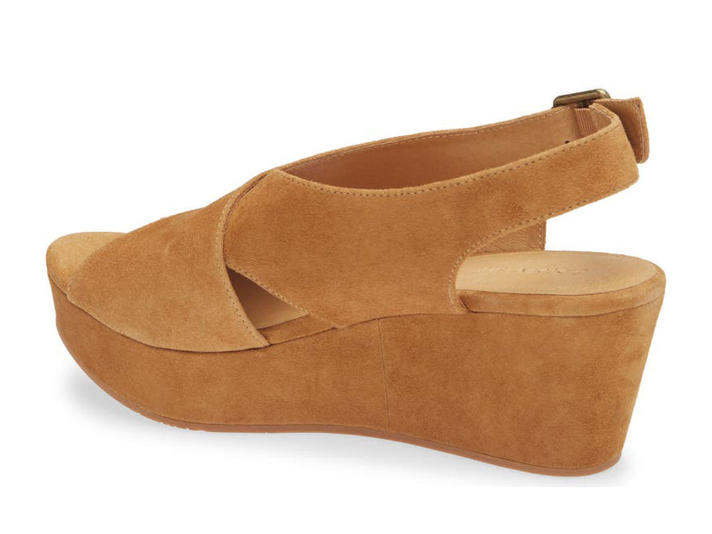camel wedge sandal on a white background
