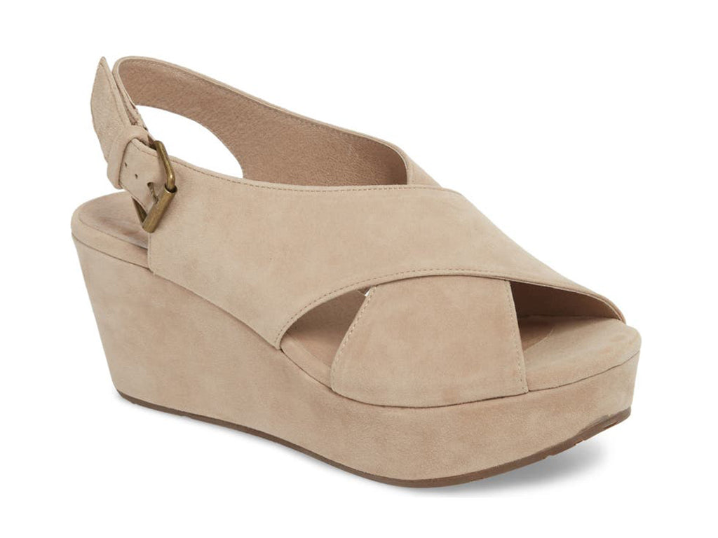 taupe wedge crisscross slingback sandal