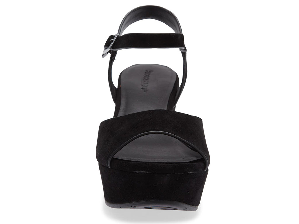 black suede platform sandal with ankle strap-front