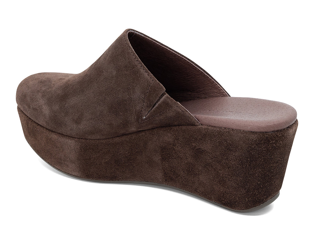 wedge chocolate suede mule - inner side view
