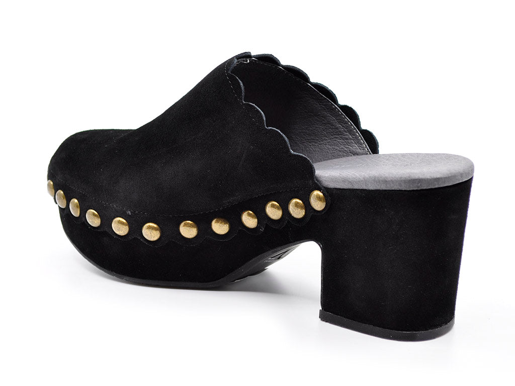 Gemini Black Suede Clogs